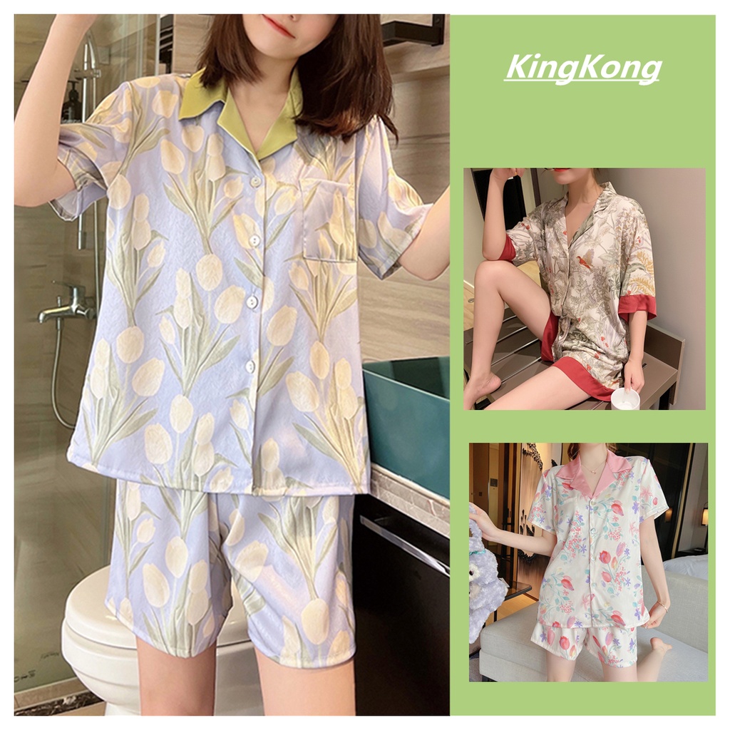 1 Conjunto De Pijama De * Para Mujer - Top De * De Manga Corta Y Pantalones Cortos * * Ropa De Dormir Casual * Con Detalles D