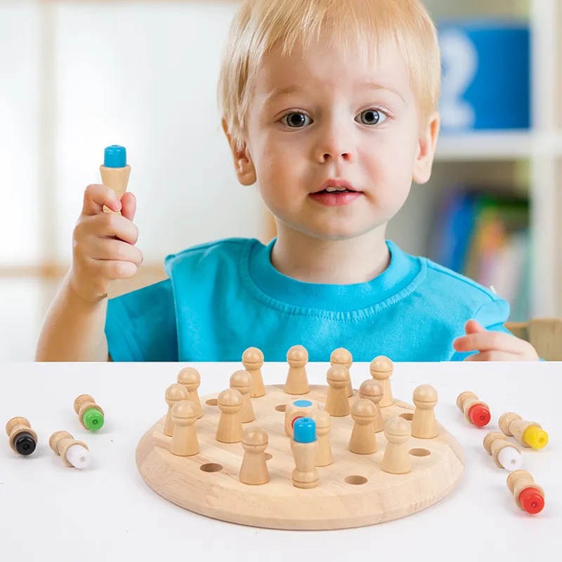 Juego De Ajedrez De Madera Montessori Para NiÑos Aprendizaje Cognitivo Educativo De Juguete 1049