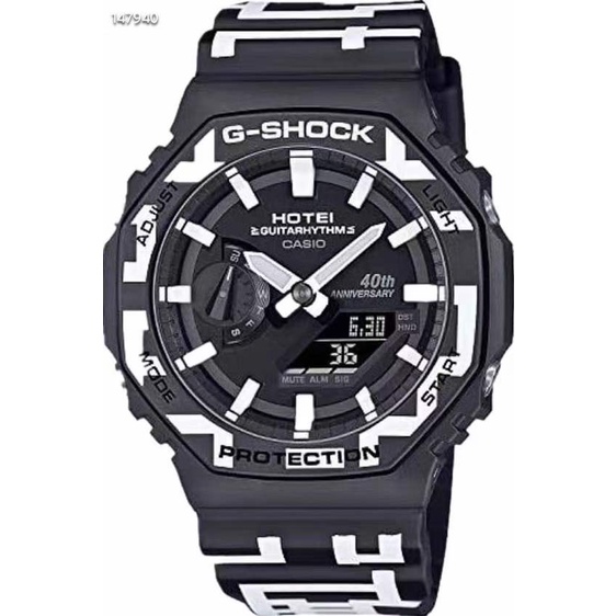 Reloj pulsera Casio G-Shock GA-2100 de cuerpo color negro,  analógico-digital, para hombre, fondo