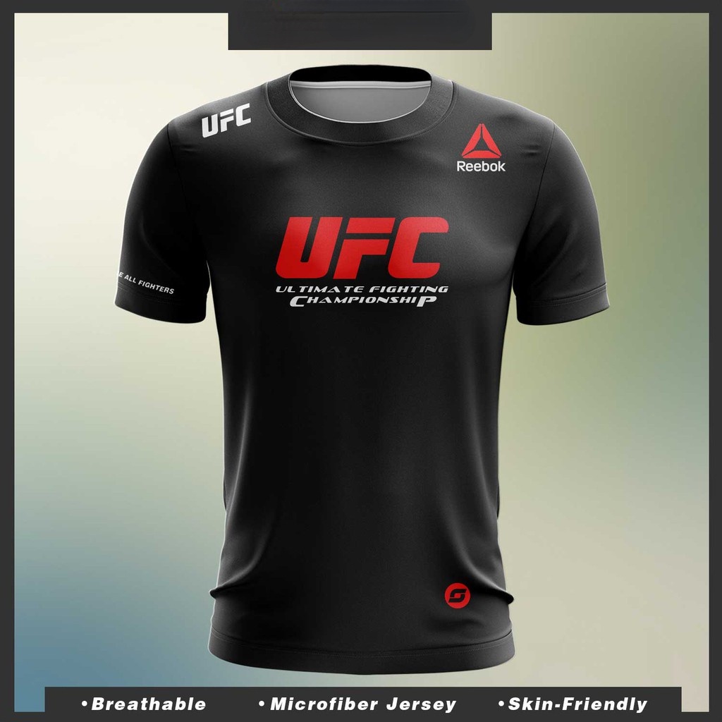 UFC Reebok Logo Polera De Impresion De Letras Rojas De Los Hombres De La Moda 3D Casual