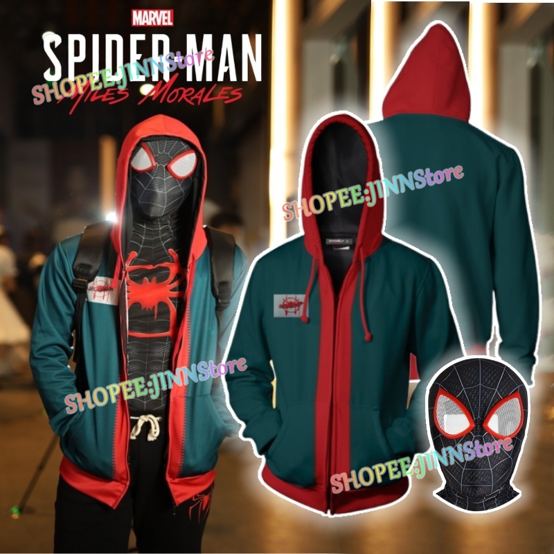 JN Spider Man Miles Morales Cosplay Sudadera Con Cremallera