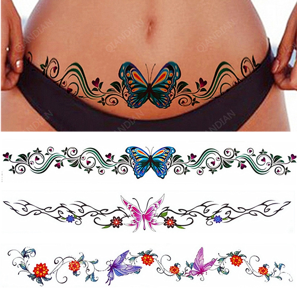 Mariposa Flor Vides Encaje Mujeres Pareja Impermeable Pegatinas Tatuajes  Cintura Falsa Arte Moda Colorido Tatoo | Shopee Chile