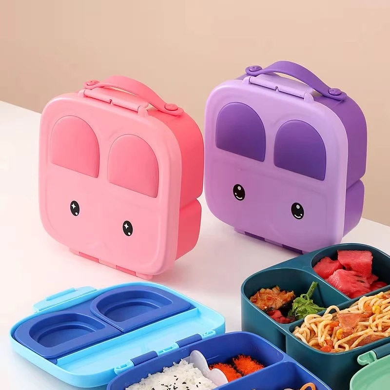 Fiambrera portátil Kawaii para niños y niñas, caja de almuerzo de plástico  para Picnic, microondas, con compartimentos, contenedores de almacenamiento  lonchera fiambreras para comida fiambrera infantil - AliExpress