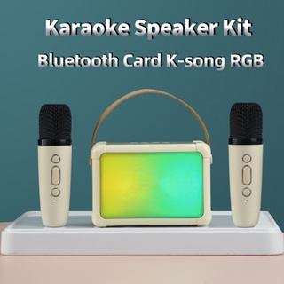 Sistema de altavoces de karaoke portátil, máquina de karaoke con 2  micrófonos inalámbricos tipo C altavoz Bluetooth con luz RGB para el hogar  al aire