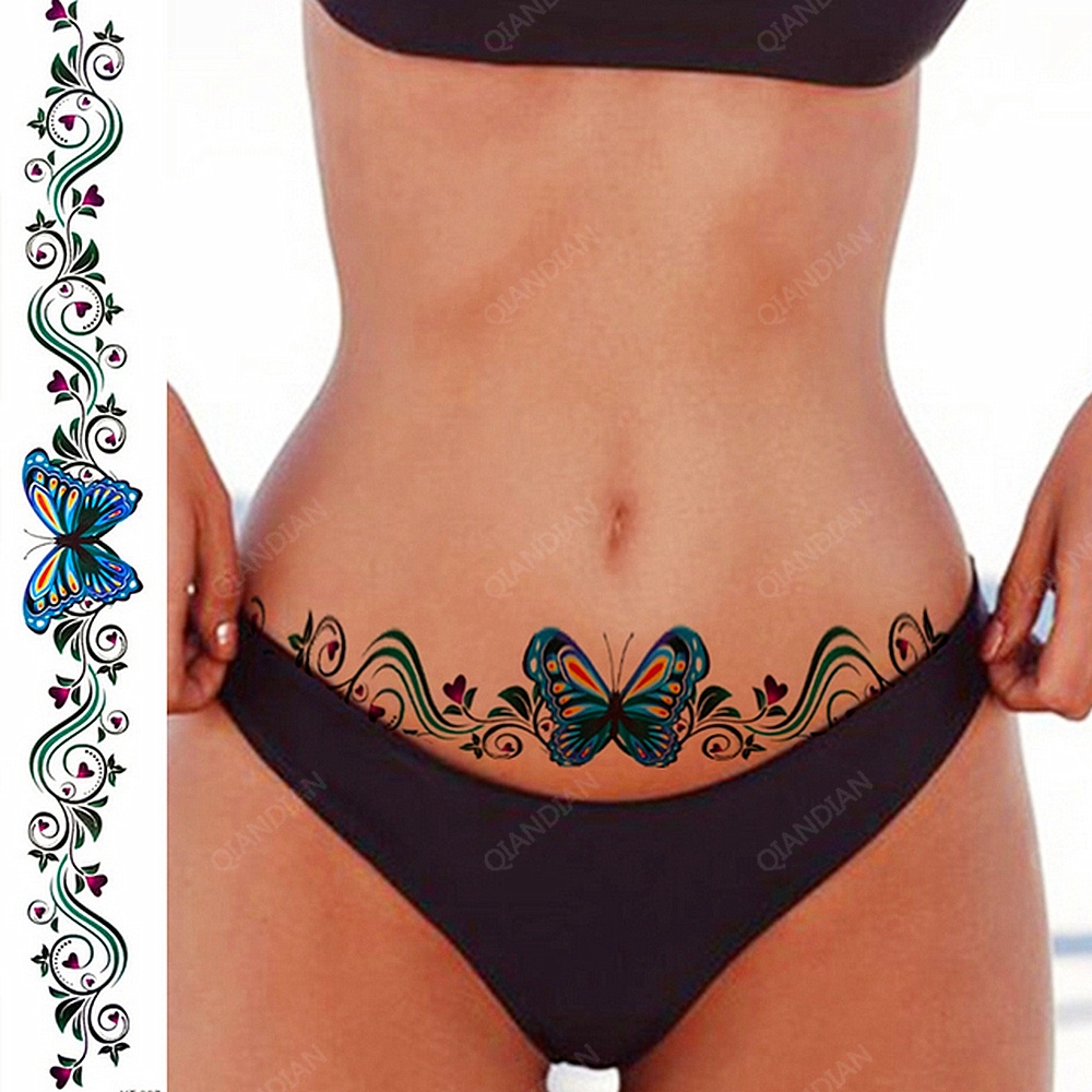 Mariposa Flor Vides Encaje Mujeres Pareja Impermeable Pegatinas Tatuajes  Cintura Falsa Arte Moda Colorido Tatoo | Shopee Chile