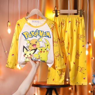 Pijama Pikachu Para Ninos Manga Pokemon Y Ninas Delgado De Dibujos Animados Anime Lindo Comodo Conjunto De Ropa Para El Hogar Shopee Chile