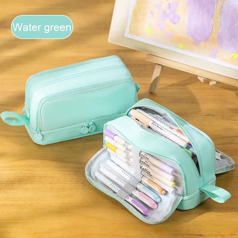 Estuche Escolar Grande 4 Compartimentos | Bolsa Lápiz Expandible Capacidad 22x9,5x10cm | Multiusos Para Niños Y Adultos Rosa