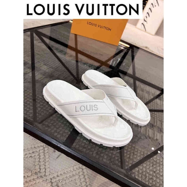 LV LOUIS VUITTON Hombres Cuero Diapositivas Sandalias Zapatos