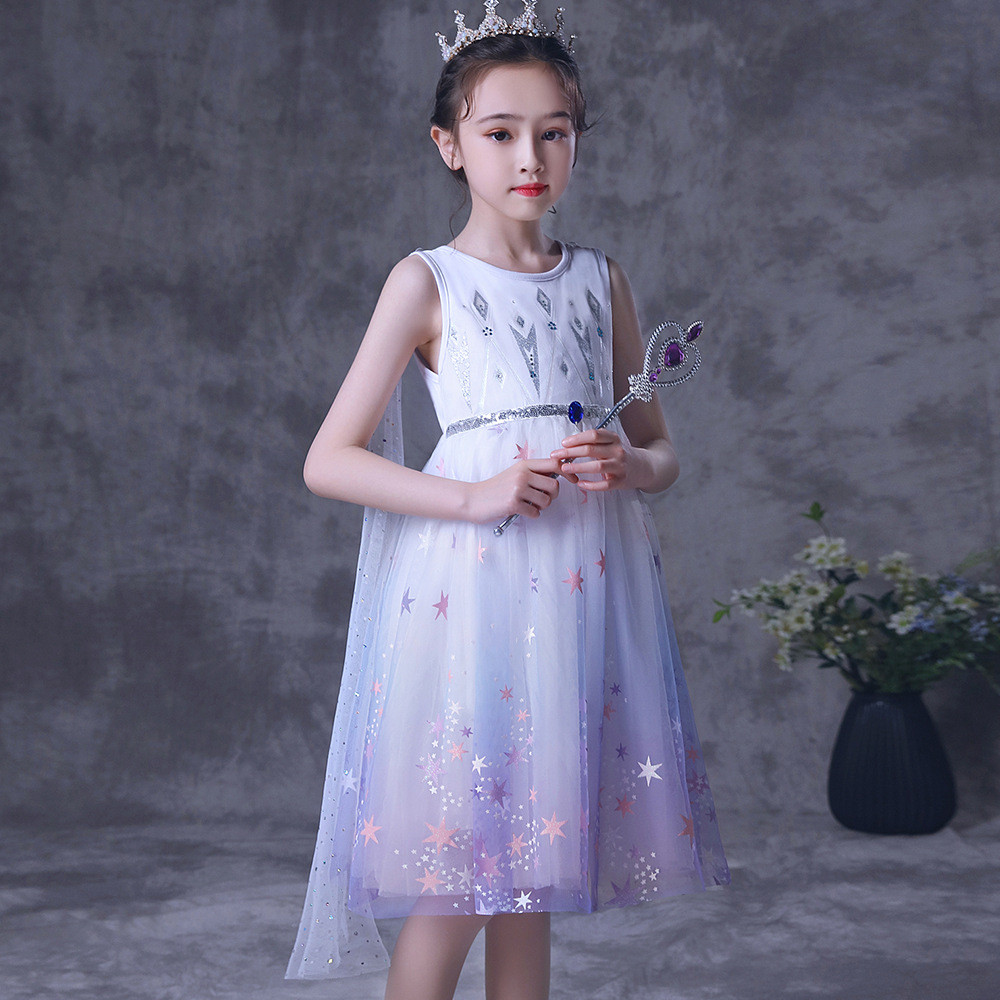 Vestido De Princesa Elsa Para Mujer Y Adolescente – Disfraz De Cosplay Con Collar De Copo De Nieve – Halloween Y Fiestas