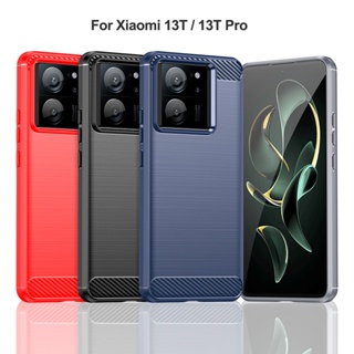 Para Xiaomi Redmi 13C Funda de teléfono TPU de fibra de carbono con textura  cepillada (azul)