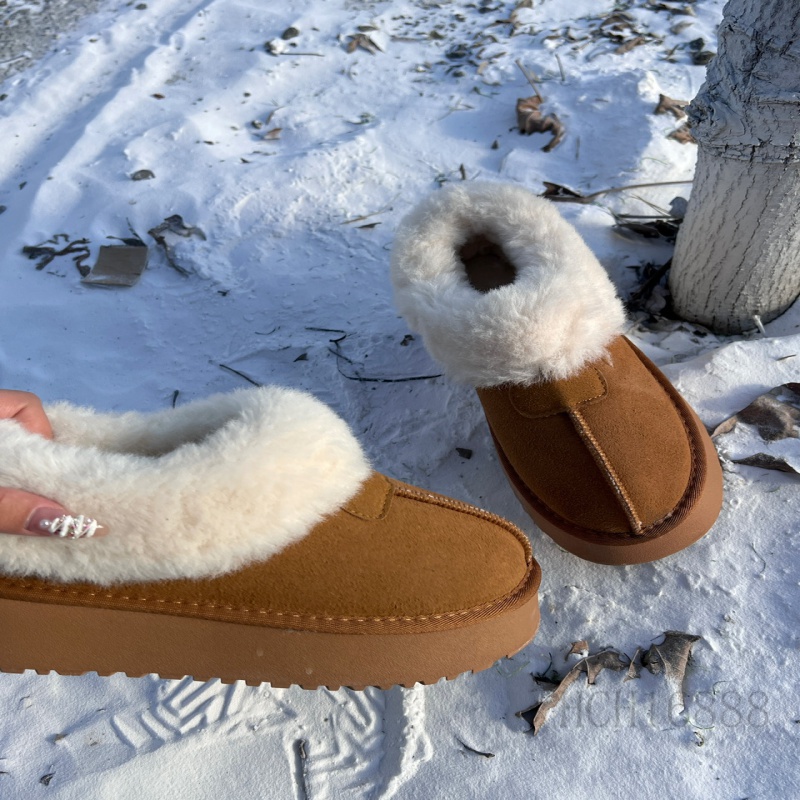 Invierno caliente agua - terciopelo corto botas de nieve mujeres botas  planas mujer botas de cuero cálido para mujer