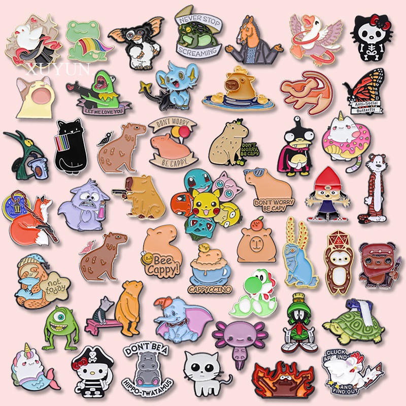 Lot De 6 Broches Capybara Mignonnes En Émail - Badges Animaux Pour Vêtements, Sacs Et Vestes