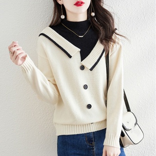 Mujer punto otoño invierno jersey medio cuello alto lana slim-fit jersey de  manga larga con cordón
