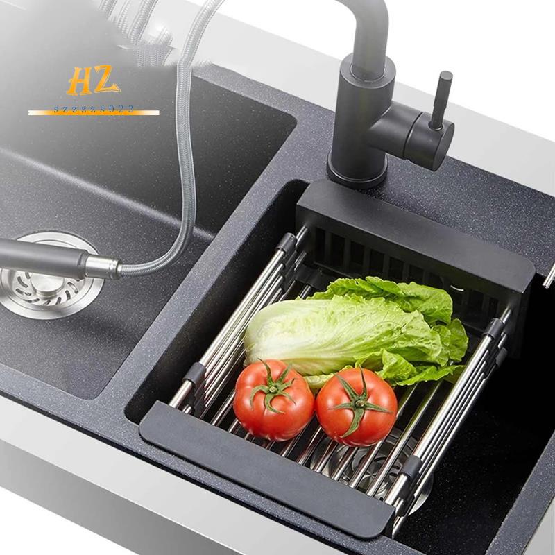 Escurridor de platos ajustable de acero inoxidable, escurridor de frutas y  verduras, soporte de drenaje para fregadero de cocina, estante de  almacenamiento - AliExpress