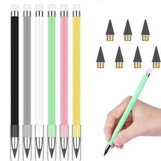 2 bolígrafos de metal sin tinta borrable, lápiz metálico de aluminio para  escribir, dibujar, dibujar, suministros escolares de oficina en casa (negro