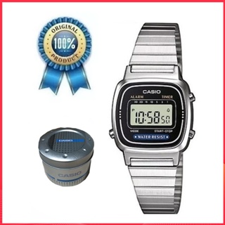 Casio Reloj digital para mujer con pulsera de metal LA-670WA-4,  Plateado/Plateado, Pulsera