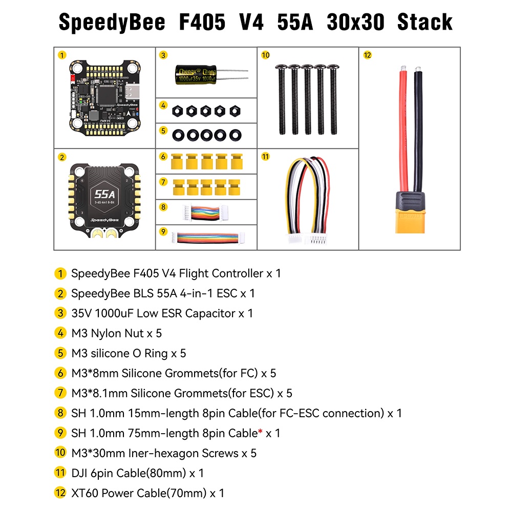Pile De Vol 9IMOD F405 FC + ESC 60A Pour Drone FPV 7-10 Pouces - 3-8S - Format 20x20mm - Neuf