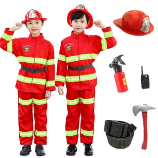 Conjunto de 17 piezas de disfraz de bombero para niños, jefe de bombero,  trajes de disfraz para Halloween, bombero, juguetes de juego de rol