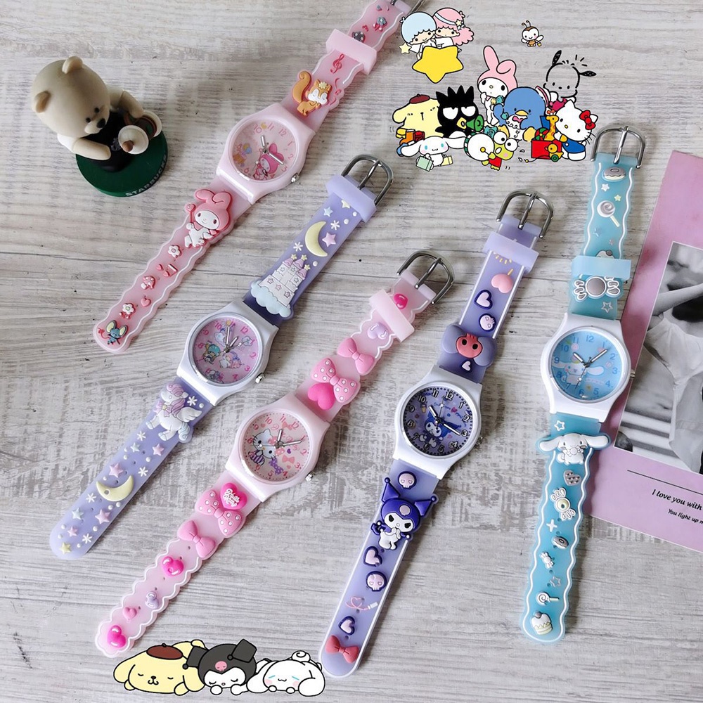 Hello Kitty Relojes Niña Analógico Electrónico Reloj De Cuarzo Kawaii Kt  Gato Pulsera Mujer Moda Lindo Regalos