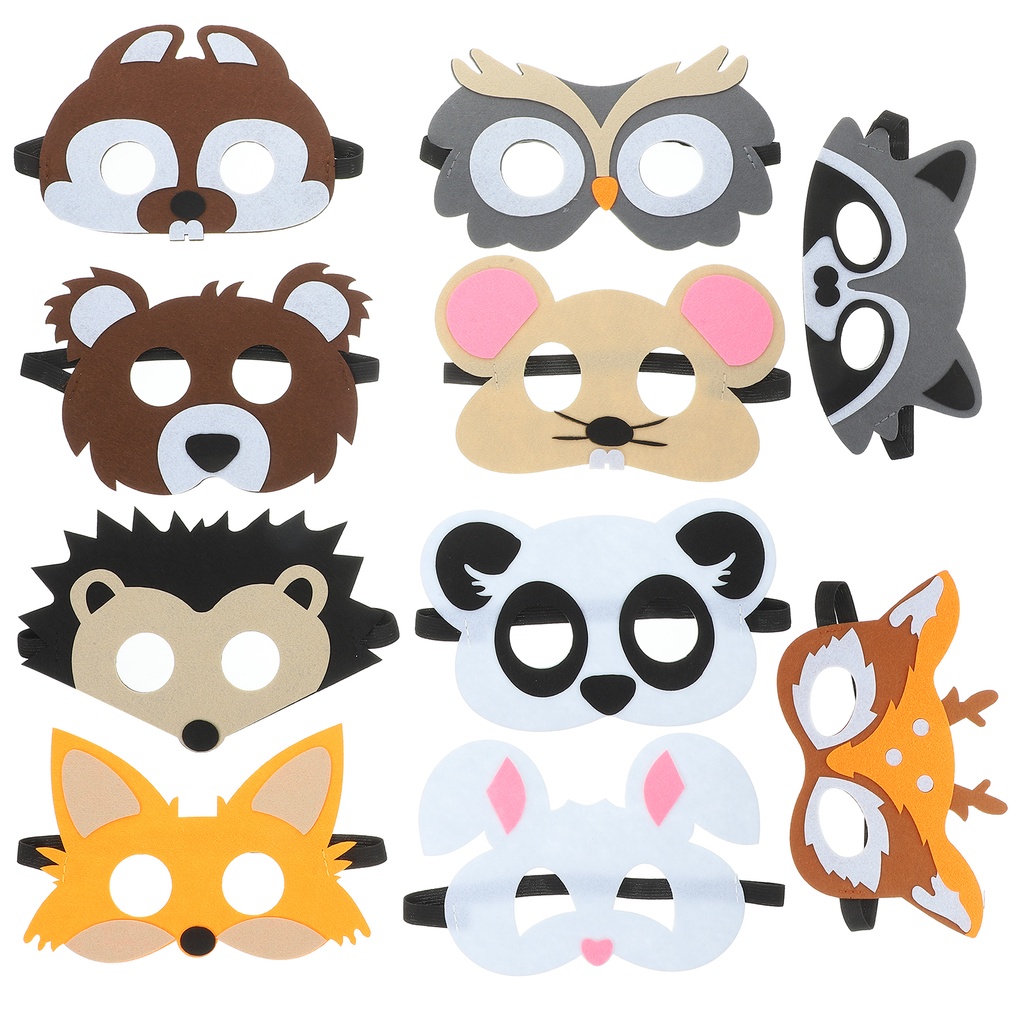 12 máscaras de animales para niños, amigos del bosque, máscaras de dibujos  animados, animales del bosque de la selva, fiesta temática de disfraces