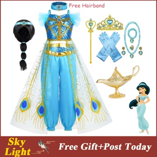 Disfraz de princesa Jasmine de Aladdín para adultos, conjunto de 3 piezas,  para fiesta de carnaval, Disfraces de Halloween, Tops, pantalones y  sombreros - AliExpress