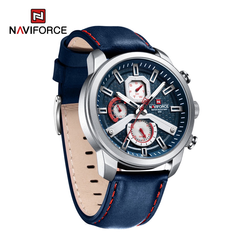 NAVIFORCE Relojes deportivos impermeables de cuero para hombre, reloj  analógico digital, de lujo, casual, de doble hora