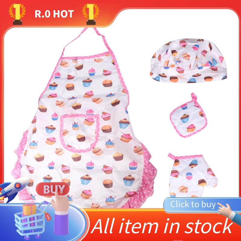 Juego De Cocina Para Niños - Delantal, Sombrero, Guante Y Utensilios | Disfraz De Chef Para Juego De Rol