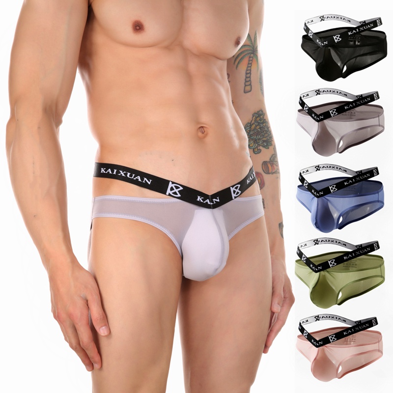 Ropa interior para hombre, micro tangas transparentes de baja altura con  bolsa de bulto Tangas