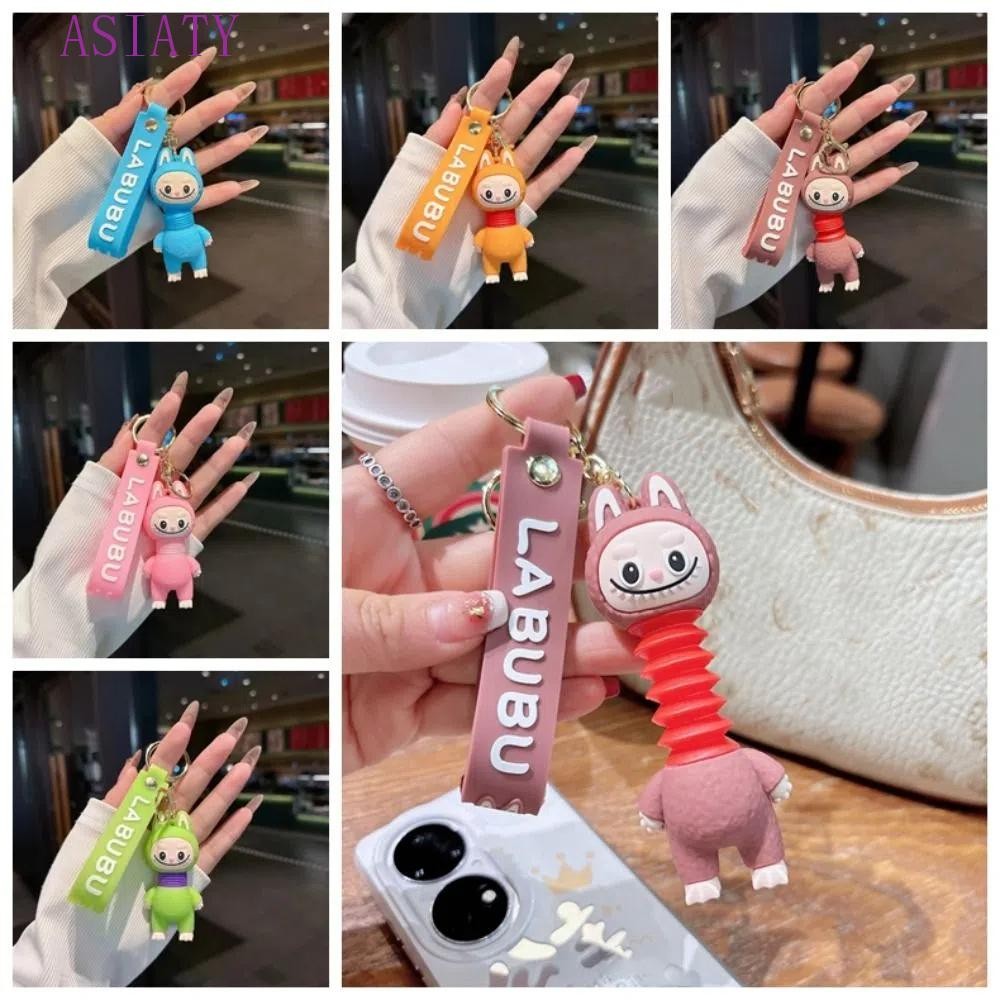 Tegoge Lindo llavero de oso destruye, llavero de dibujos animados para mochila, llaveros de anime, bonitos llaveros para mochilas para niñas y mujeres, Negro