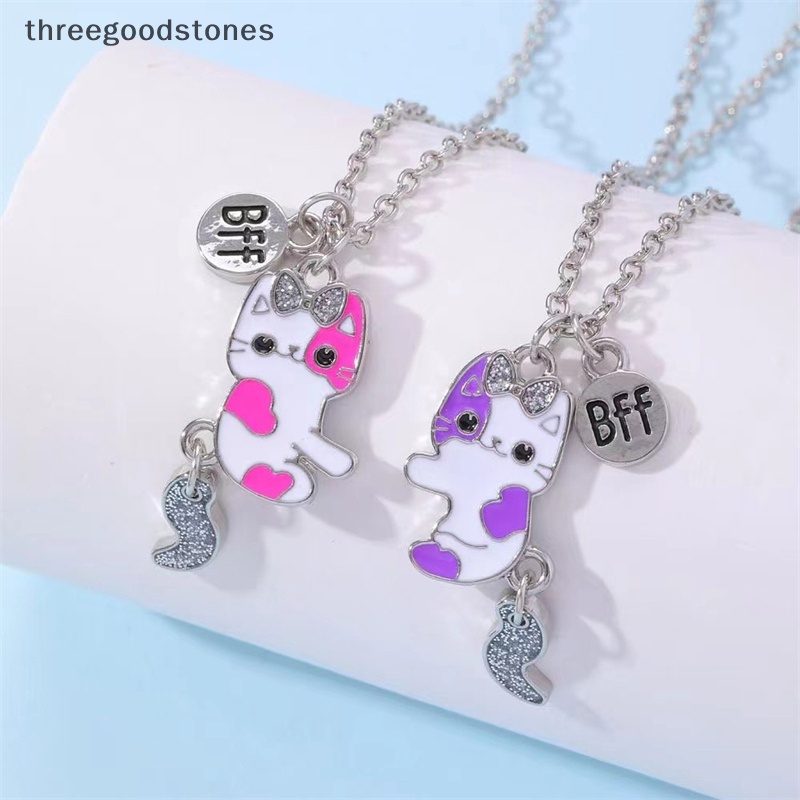 threegoodstones 2Pcs set Cadena Colgante En Forma De Gato De Dibujos Animados Mejores Amigos Collar BFF Amistad Joyeria Infantil Regalo Para Ninas CDE Shopee Chile