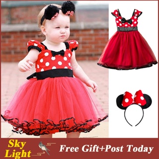 Niñas Minnie Mouse Disfraz con diadema Tul Vestido Cosplay Accesorios Rojo
