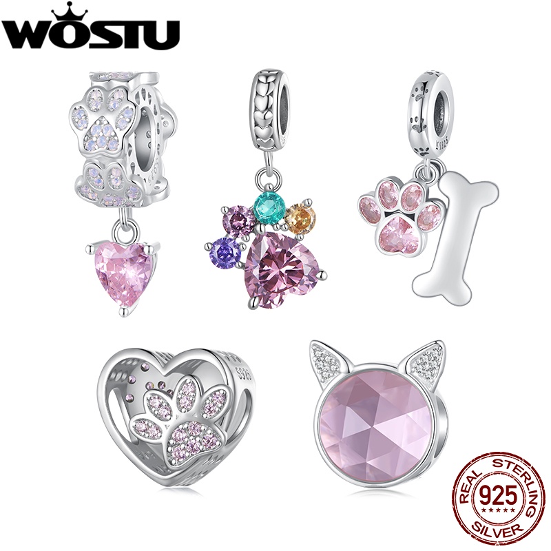 WOSTU Ciondoli in argento sterling 925 con rosa al chiaro di