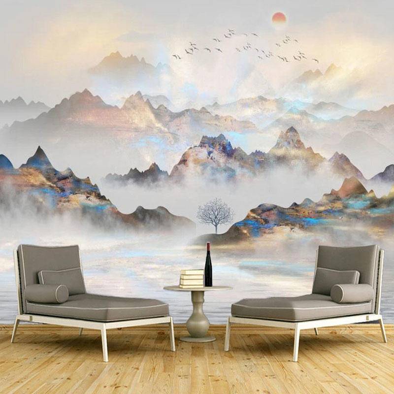 Papel pintado 3D de paisaje natural de montañas