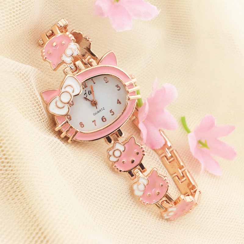 Hello Kitty Relojes Niña Analógico Electrónico Reloj De Cuarzo Kawaii Kt  Gato Pulsera Mujer Moda Lindo Regalos