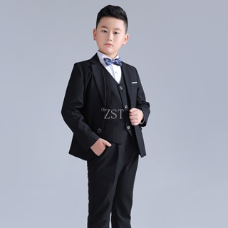 Elegante traje de traje de vestir, chaleco y corbata conjunto de bebé niños  a través de tamaño 7-negro/rojo