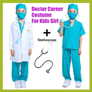 DISHIO Kit de médico para niños, ropa de vestir para niñas con médico, enfermera, disfraz de cirujano, kit de dentista para niños con estetoscopio, juego de médico para niños y niñas DISHIO Kit de médico para niños, ropa de vestir para niñas con médico, enfermera, disfraz de cirujano, kit de dentista para niños con estetoscopio, juego de médico para niños y niñas