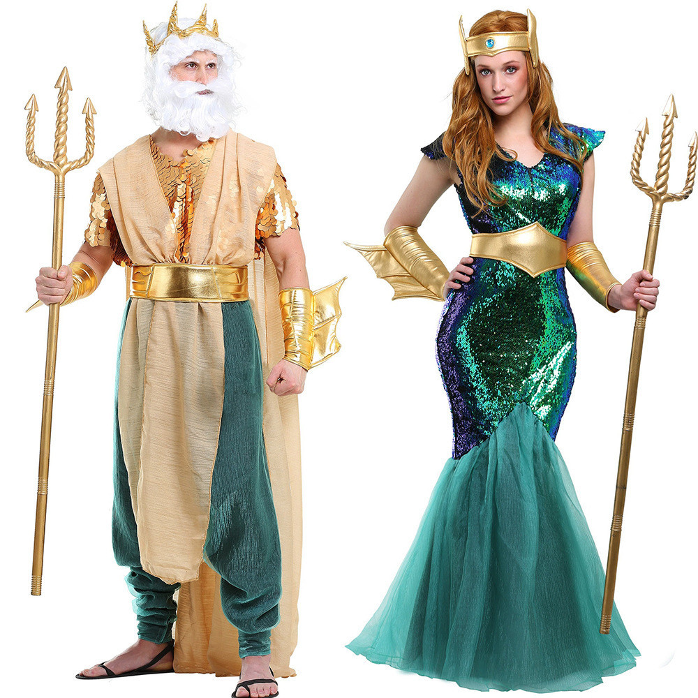 Disfraz De Halloween Liga De La Justicia Neptuno Poseidon Princesa De Mar  Diosa Cosplay Pareja Rendimiento Disfraz | Shopee Chile