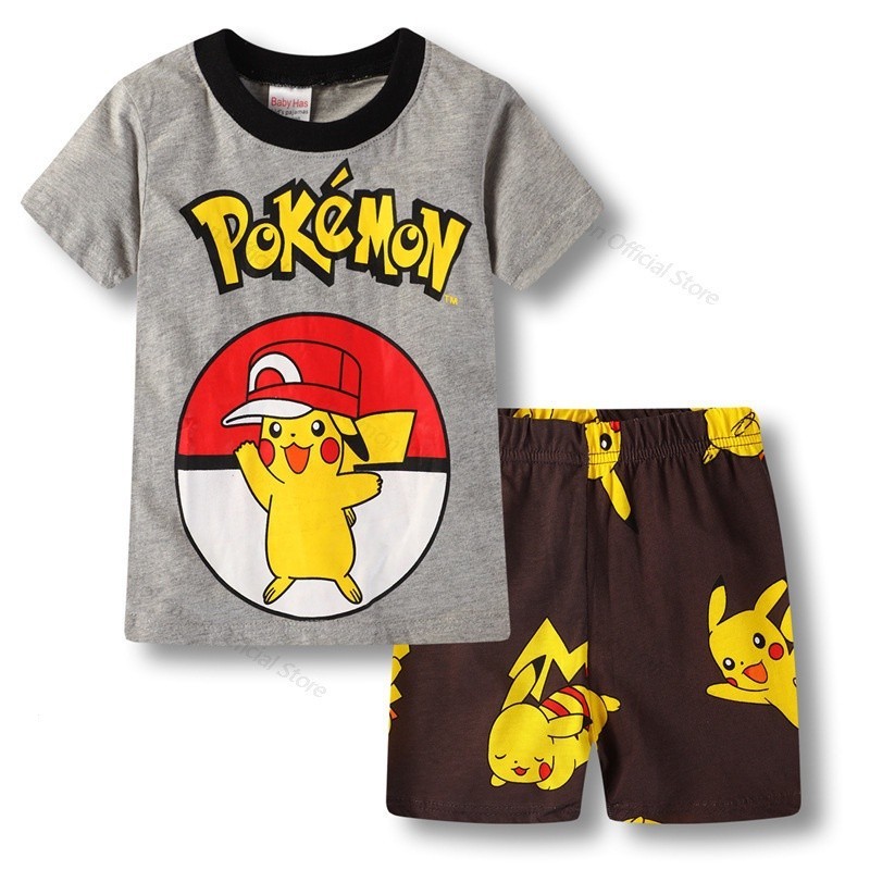 Conjunto De Pijama Para Ninos Con Mangas Cortas Y Dibujo Pokemon Pikachu Ninas Shopee Chile