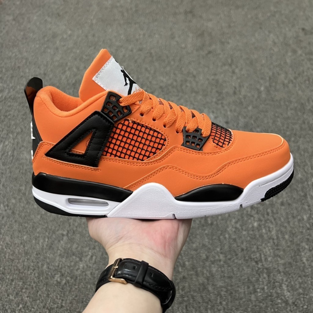 Air Jordan 4 Retro naranja negro AJ4 comodo y amortiguador al aire libre zapatilla de deporte zapatos de baloncesto zapatos de tenis zapatos para correr Shopee Chile