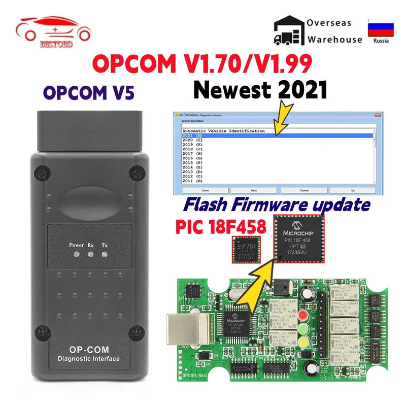 2021 OPCOM V5 Para Opel OP COM 1.70 Flash Actualización De Firmware ...