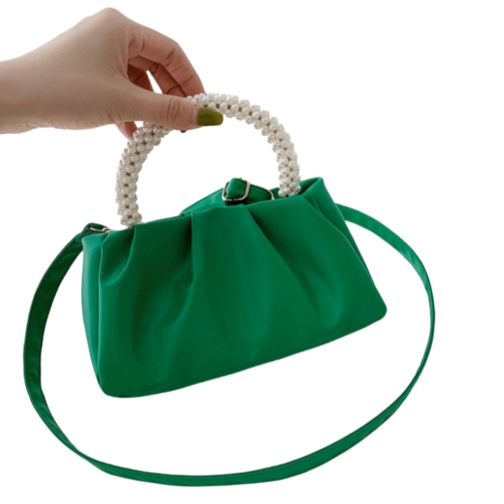 BLISS PU Cuero Perla Bolso Imitación Color Sólido Coreano Nube