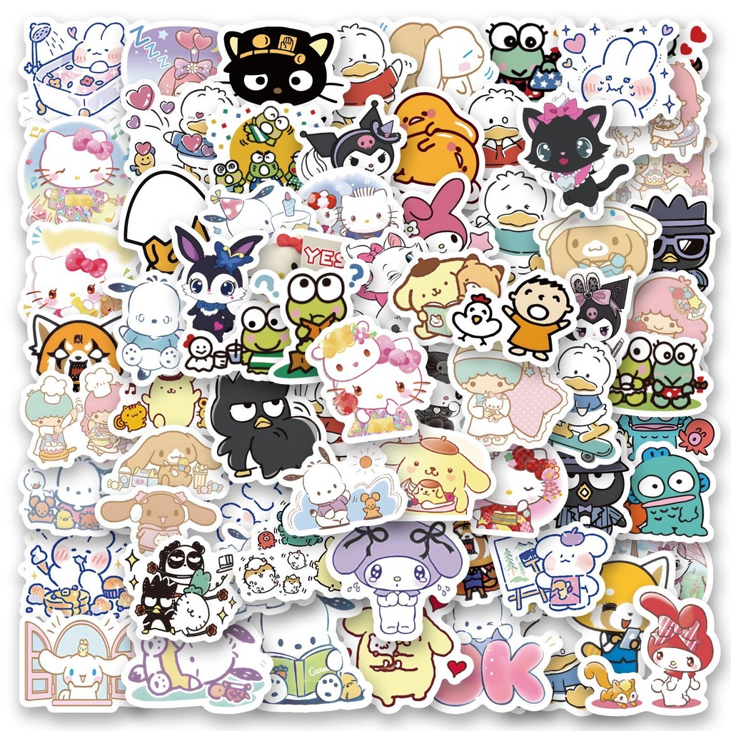 100 Piezas Paquete Mixto Sanrio Pegatinas De Dibujos Animados Taza De ...