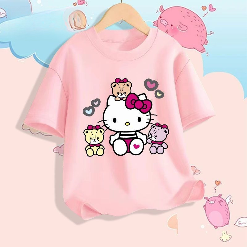 2025 Hello Kitty Dibujo Animado Tee Para Niñas Verano Lindo Niño Polera ...