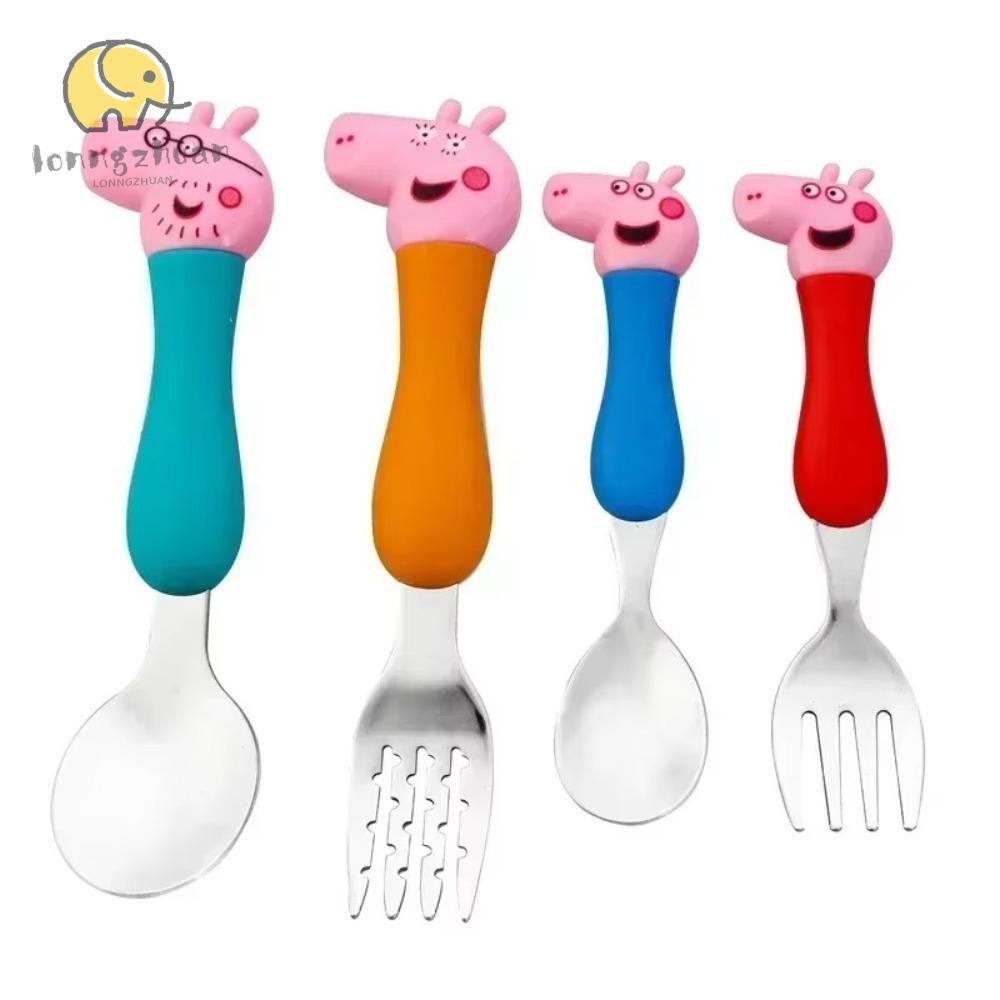 LONNGUVO Tenedor Cuchara Set , George Pig Papá Mamá Dibujos Animados ...