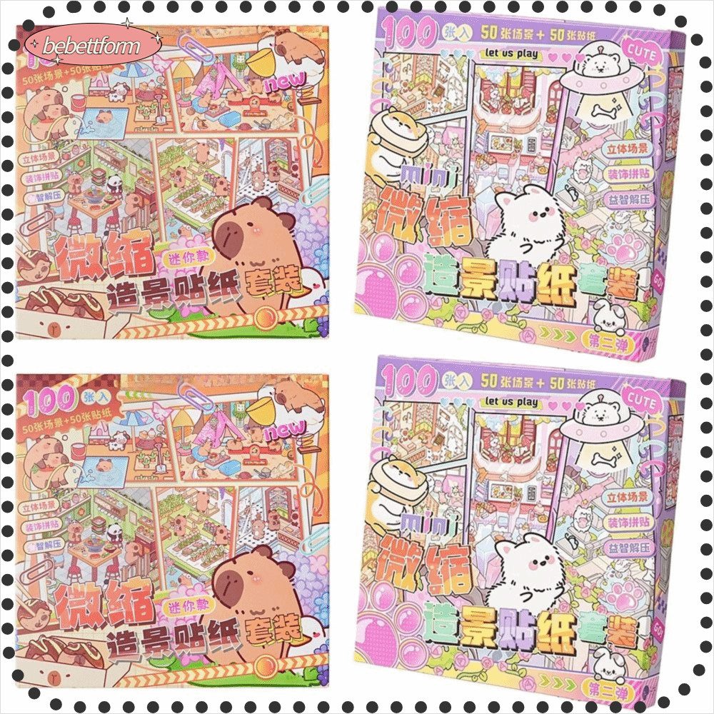 Set De 50 Escenas 3D Con Pegatinas Y Pinzas – Libro De Pegatinas DIY Para Aliviar El Estrés Y Decorar (Adultos Y Niños)