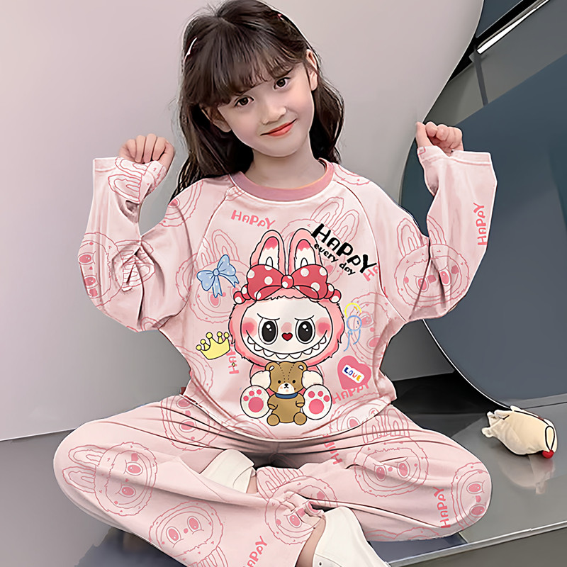 100-163cm Niños Labubu Pijamas De Manga Larga Conjunto De Dos Piezas ...