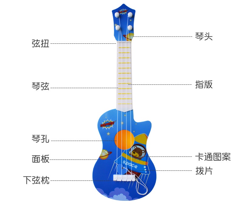 Ukelele Infantil De 43 Cm Con 4 Cuerdas, Juguete Musical Educativo Para Niños De 3 A 8 Años, Ideal Para Principiantes, Color Rosa