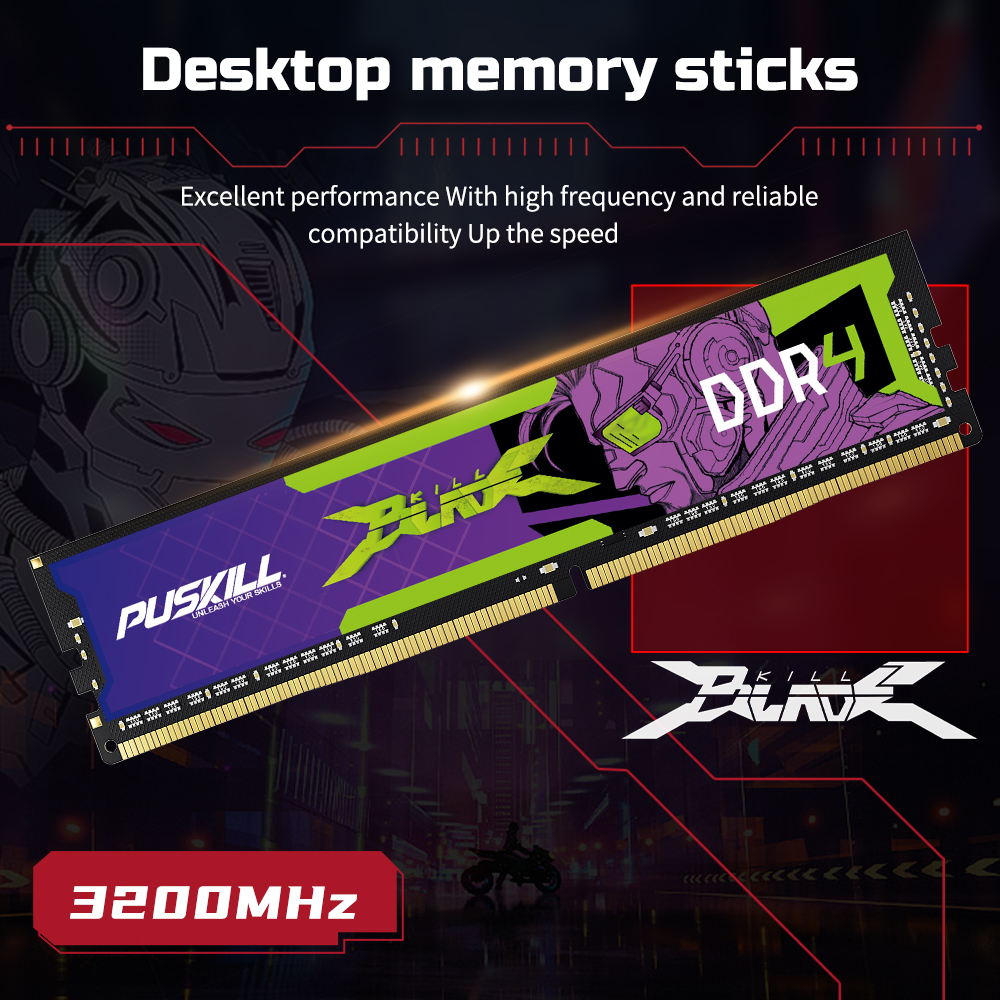 PUSHKILL DDR4 32GB 3200MHz メモリ PUSKILL DDR4 Memoria RAM De Sobremesa 32GB 16GB 8GB 1,2v 3200MHz